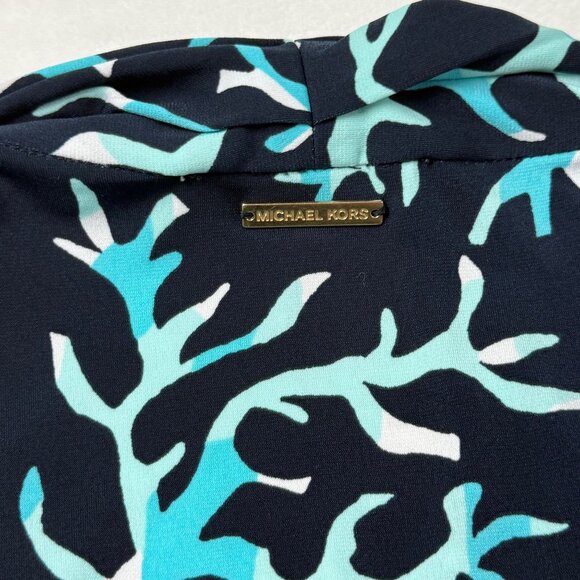 1X Michael Kors Ocean Coral Navy Turquoise Maxi Dress Cruise Beach Summer Knit - Picture 11 of 12